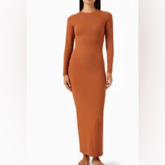 SKIMS Terracotta Fits Everybody Long Sleeve Dress Size M - Picture 6 of 7